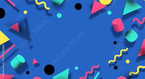80s retro geometric shapes Memphis style abstract background with colorful abstract elements