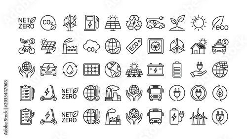 Tableau sur toile Eco friendly icons for sustainable living and renewable energy concepts  solar p