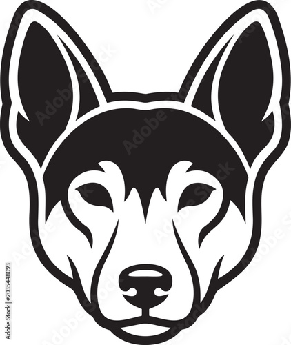 Schilderij op canvas Pharaoh hound dog head vector icon sleek anubis canine mascot black and white si