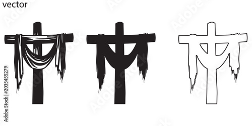 Photos Draped Cross Vector Illustration