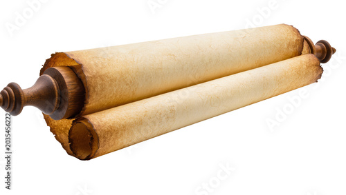 Schilderij op canvas Antique parchment scroll with wooden rollers