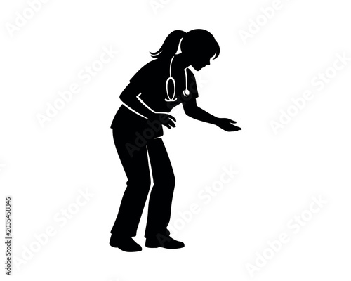 Nurse talking silhouette vector.