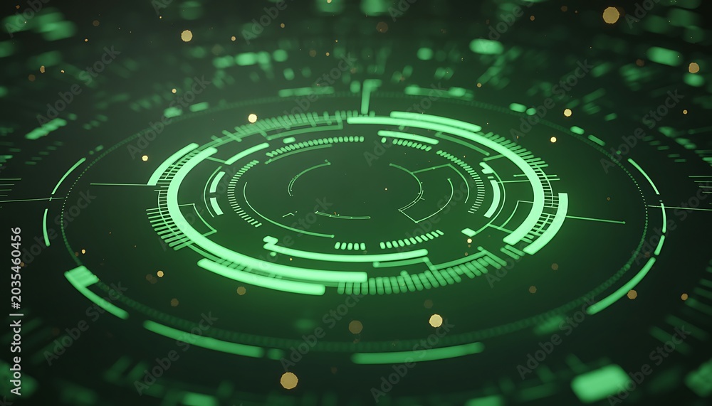 Fototapeta premium Futuristic Green HUD Interface