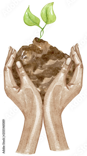 Happy Earth Day Illustration with World Map, Natural Leaf