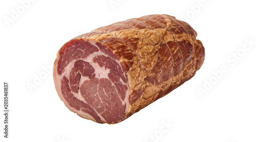 Whole Smoked Pork Roll Isolated On White Background