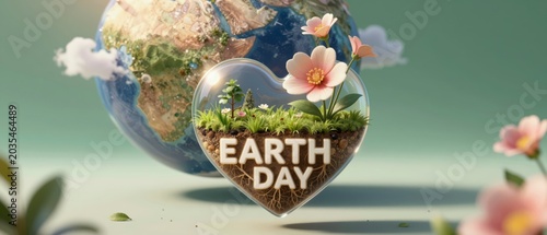 Futuristic Eco Themed 3D Render for Earth Day Awareness and Blending