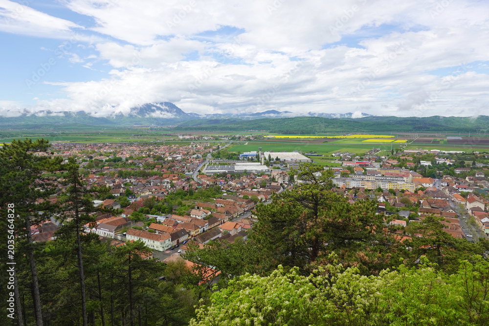 Obraz premium Panorama of Rasnov town, Romania 