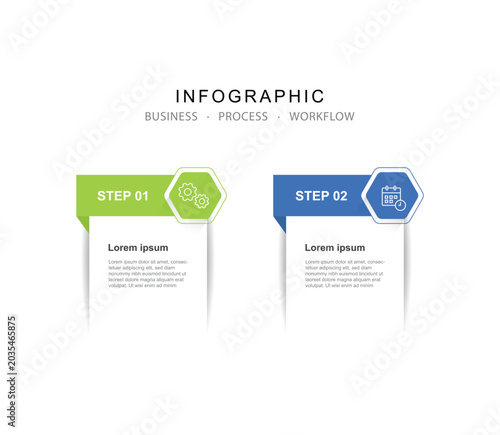 modern Infographic 2 options or step design template for your business data. Vector Illustration