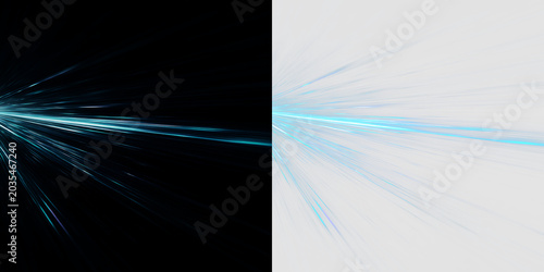 Vivid streaks of blue light move swiftly across isolated on transparent and black background, creating dynamic energy, light overlay, PNG