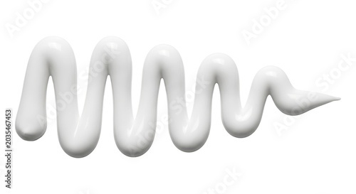 White cosmetic cream swirl smooth lotion wave smear. Isolated on transparent background, png