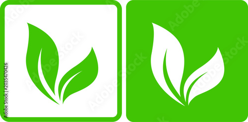 Fotografie Green eco drawn symbol green leaves