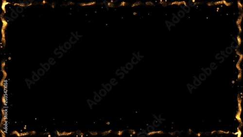 Golden Royal Wide Frame Particles, Border Gold Dots, Looped Alpha Background