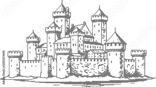 Obraz na płótnie Medieval castle with towers and battlements