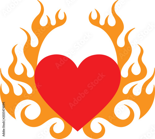 Burning Love Heart Vector Design