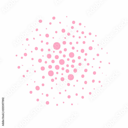 Pink polka dot pattern on white background