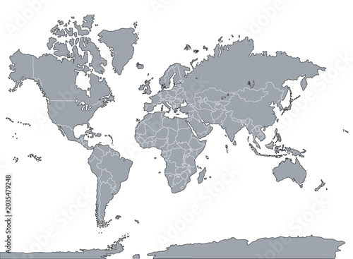 World map or mapa mundi on a white colored background