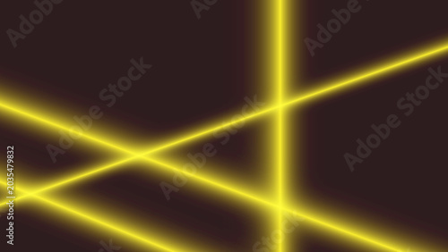 Yellow neon lines on black background, intersecting beams