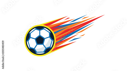 Fotografía Soccer Ball in Motion Fast Speed.