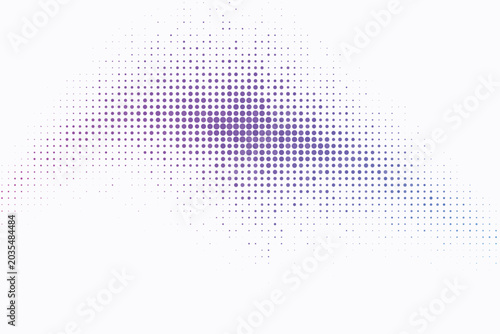 Fotografie Gradient of purple dots forming a soft halftone pattern on a white background
