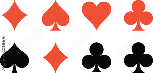 фотографія Card suit, symbol set vector, playing card icons with hearts diamonds clubs and spades for gaming and casino graphics