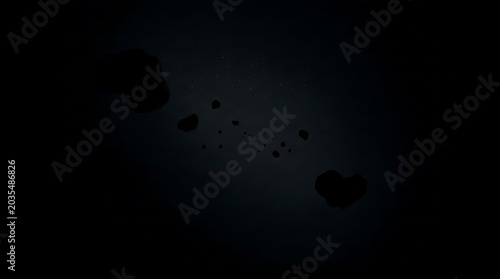Minimal Black Space Background with Subtle Asteroid Silhouettes and Realistic Atmosphere