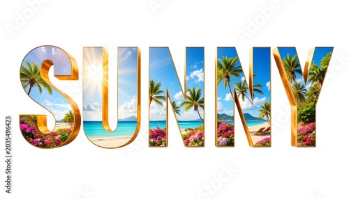 Sunny Weather Typography Design on White Background
