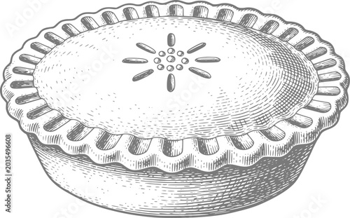 Quadro su tela Vintage engraved of a deliciously baked pie
