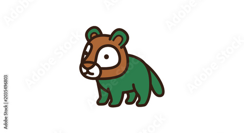 Brown and green cartoon bear.