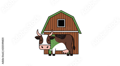 Brown and White Cow Standing Outside.