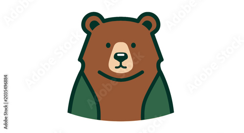 Brown bear cartoon character face.