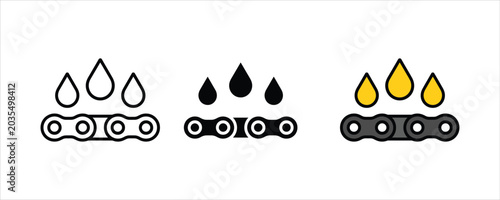 Chain Lubrication Maintenance and Mechanical Greasing Icon Set. vector illustration