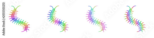 Bild auf Leinwand Multicolored sketch centipede icon design set