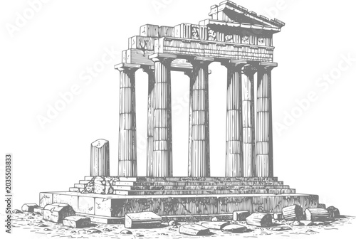 Foto Ancient greek temple ruins with columns and pediment in style