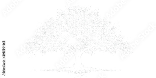 Fotografía Winter tree illustration isolated on white background with snowy grunge texture