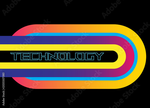 Poster, colorful background and text, technology.