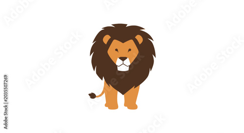 Fotografía Cartoon lion with long mane standing.