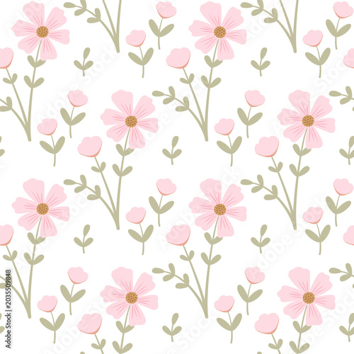 Pink flowers seamless pattern