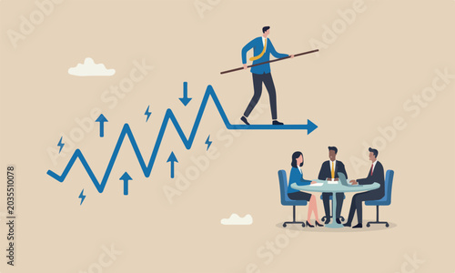 Tableau sur toile Risk uncertainty, investment teams volatility or stock market fluctuation, weath