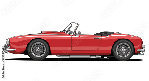 Foto Red Vintage Convertible Sports Car Side.