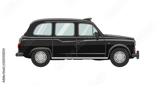 Quadro em tela Classic Black London Taxi Cab Side View.