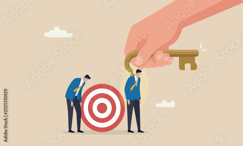 Fotografie Exhausted employee, bullseye target wind up to stimulate or motivate fatigue per