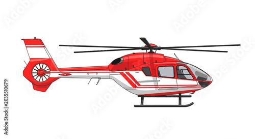 Bild auf Leinwand Red and white rescue helicopter aircraft.