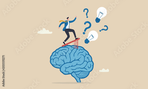 Schilderij op canvas Brain intelligence creativity control thinking process for new idea, smart or wi