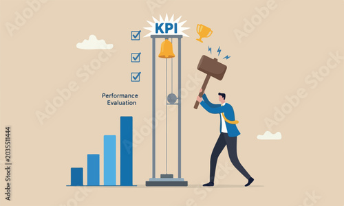 Konstfotografi Strength tester measure success, achievement or winning score concept, businessm