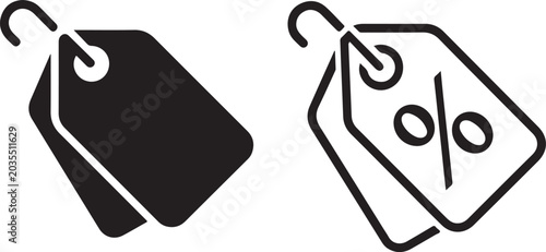 Foto Discount, price tag, sale, icon set, black and Price Tag Discount Icon Set