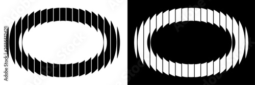 Obraz na płótnie Ribbed glass effect oval shape, frosted lens distortion with transparent refraction and glossy modern finish