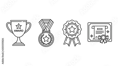 Foto Awards and recognition symbols icons set.