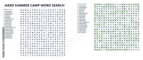 Hard Summer Camp Mystery Word Puzzle with Answer Key