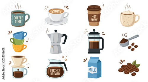 Obraz na płótnie Coffee Cups and Brewing Equipment.