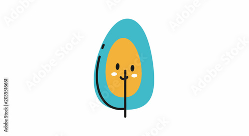 Smiling cartoon egg character face.